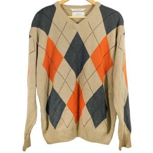 RGM Chairman's Collection Argyle V-neck Grandpa Sweater XL EUC